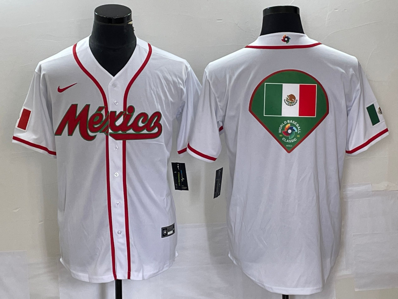 Men's Mexico Baseball 2023 White World Baseball Classic Team Big Logo Stitched Jersey